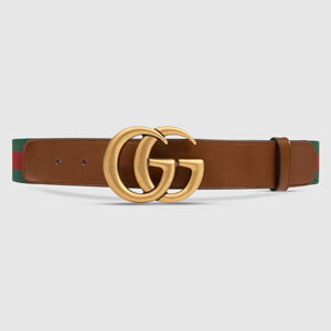 グッチスーパーコピー★19春夏★WEB BELT WITH DOUBLE G BUCKLE MARRONE(409416 H17WT 8623)