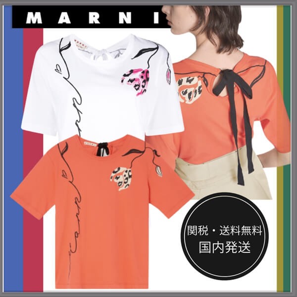 新色☆希少マルニ レオパード フラワー バックリボン Tシャツ偽物