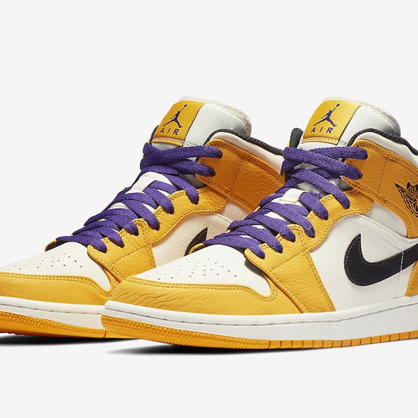 ナイキ Air Jordan 1 偽物 Mid SE "Lakers" Gold SS 19  852542-700