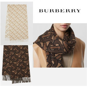 Burberry☆モノグラム カシミア ジャカードスカーフ マフラー Dark Mocha