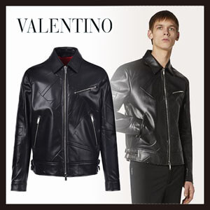 ヴァレンティノ レザー ジャケット VLTN GRID SMOOTH LEATHER JACKET