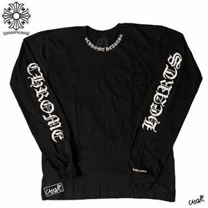 クロムハーツ【ネックレター/ロンT】CHスクロール Tシャツ◆BLACK 偽物