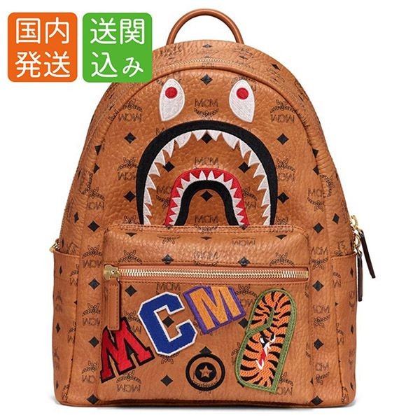 人気話題コラボ！★MCM x BAPE★Visetos シャーク ロゴバックパック 送関込