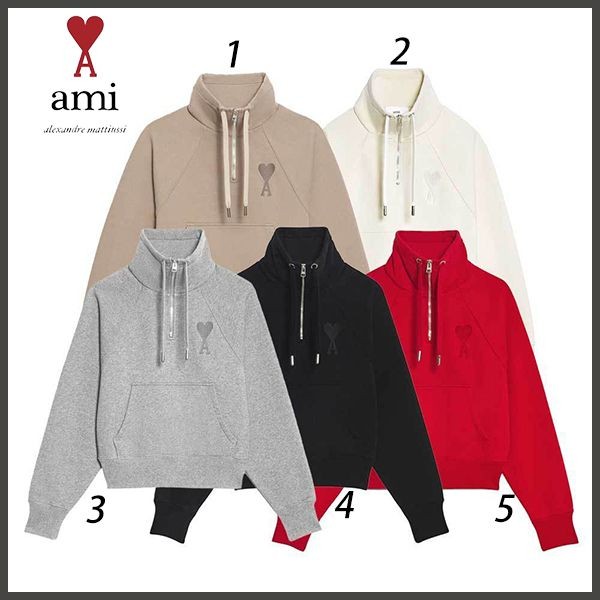 AMI PARIS 偽物 フリース ハーフジップ スウェットシャツ 5色 USW502.747